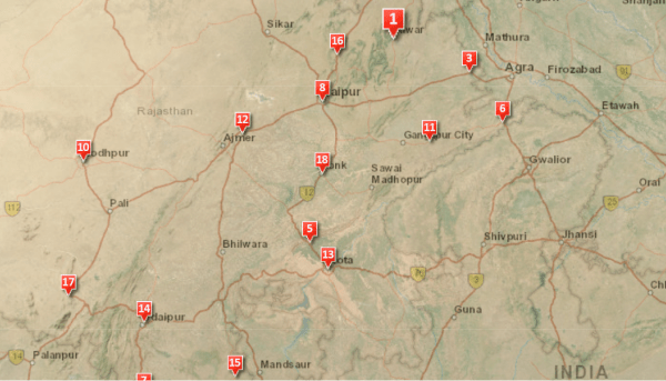 Princely States of Rajasthan, India map image