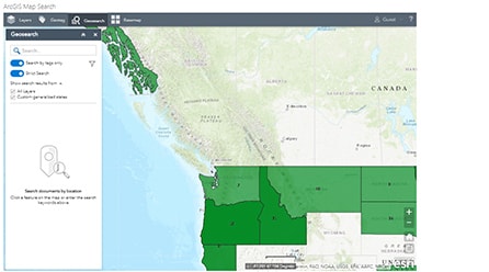 Screenshot of ArcGIS Map Search to add documents to a map