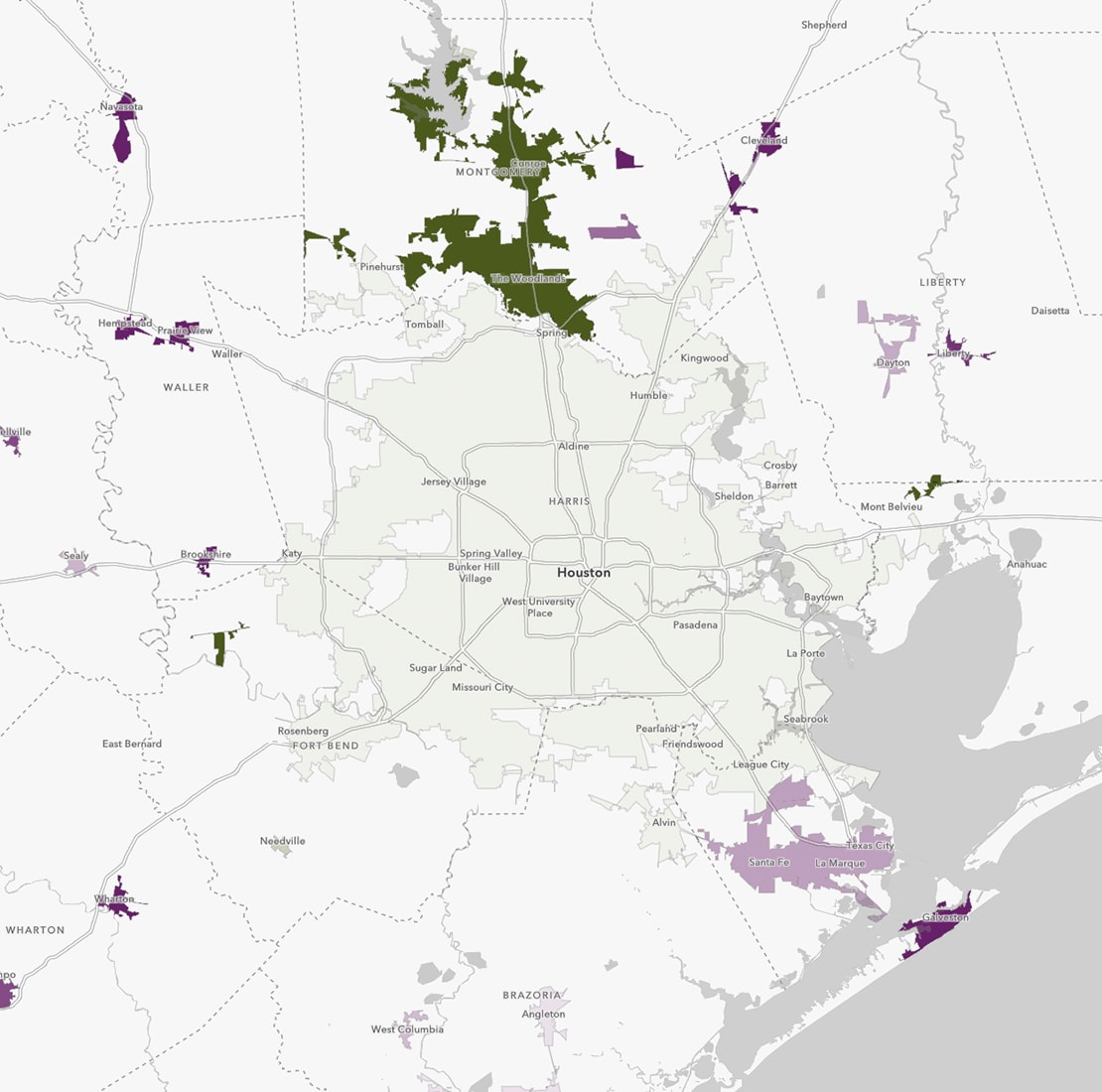 Which areas are above or below average?