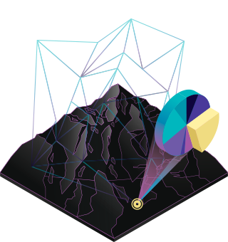 Illustration of location marker with data pinpointed on land