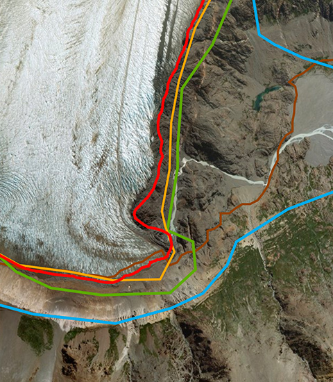 Map detailing glacier retreat