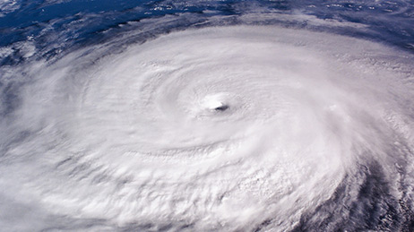 Aerial view of a hurricane over the ocean