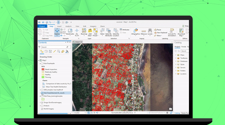 Laptop showing ArcGIS Image Analyst program in use