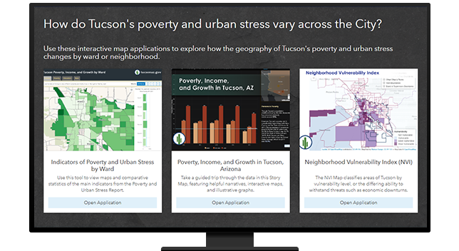 Maps showing poverty and urban stress in Tucson