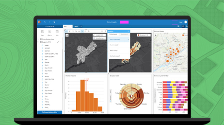 Map with charts and graphs around it