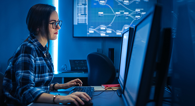 Person looking at a computer