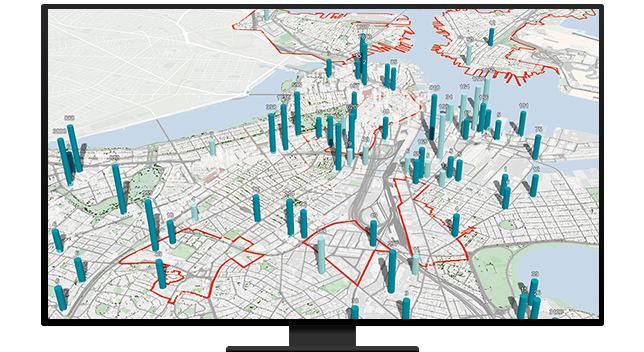 Map with vertical bars 