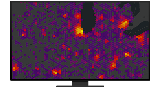 A graphic of a computer monitor displaying an abstract heat map in red and yellow on a purple background