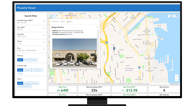 A graphic of a computer monitor displaying a beige city map beside a menu of analysis options