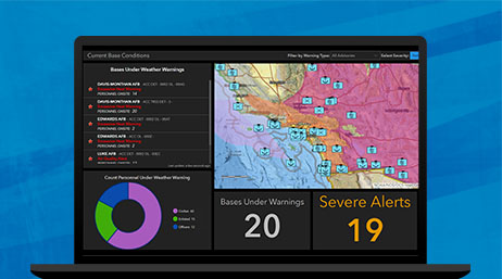 A graphic of a laptop monitor displaying a map dashboard with a map, chart, and various data points 