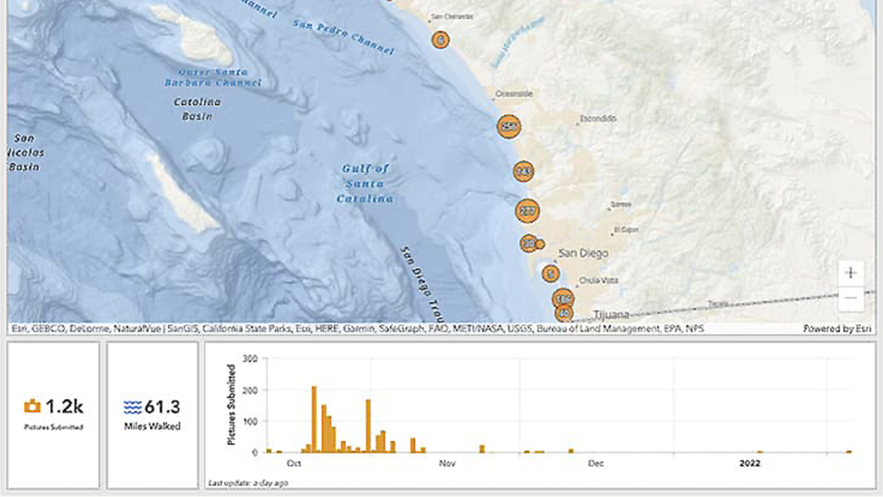 Volunteer progress along the California coast