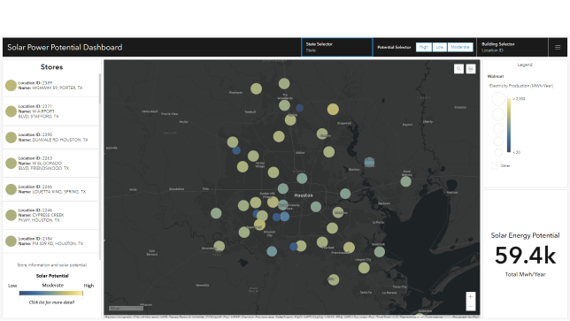 Dashboard with map and metrics