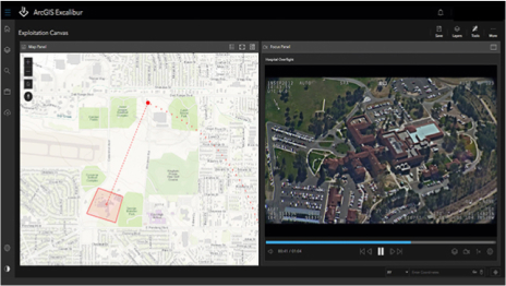Digital image showing green terrain with a connected red line and data point